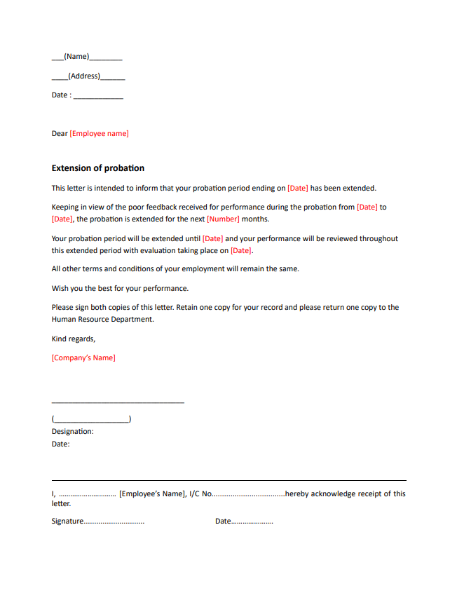 probation letter